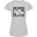 Drum Kit Barcode Drummer Drumming Womens Petite Cut T-Shirt Sports Grey
