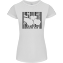 Drum Kit Barcode Drummer Drumming Womens Petite Cut T-Shirt White