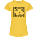 Drum Kit Barcode Drummer Drumming Womens Petite Cut T-Shirt Yellow