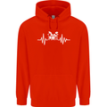 Drum Kit Pulse ECG Drum Drummer Drumming Childrens Kids Hoodie Bright Red