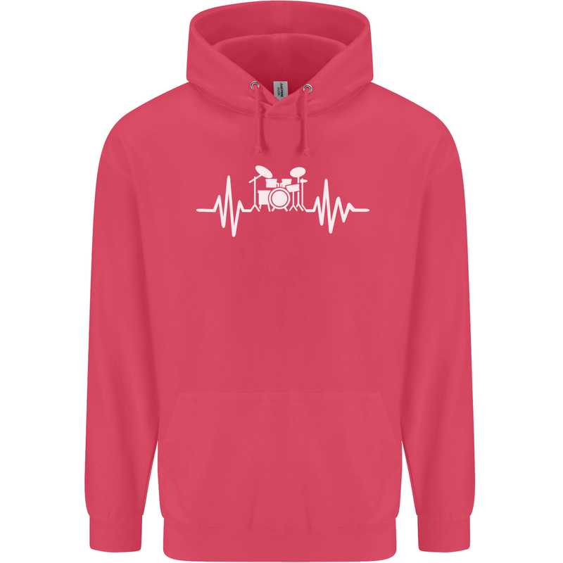 Drum Kit Pulse ECG Drum Drummer Drumming Childrens Kids Hoodie Heliconia