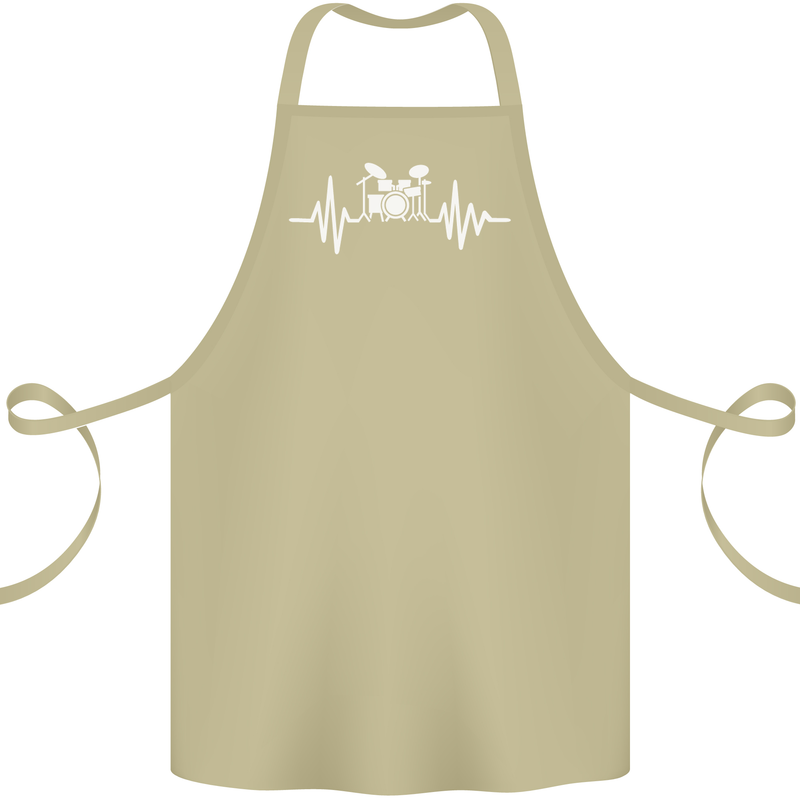 Drum Kit Pulse ECG Drum Drummer Drumming Cotton Apron 100% Organic Khaki