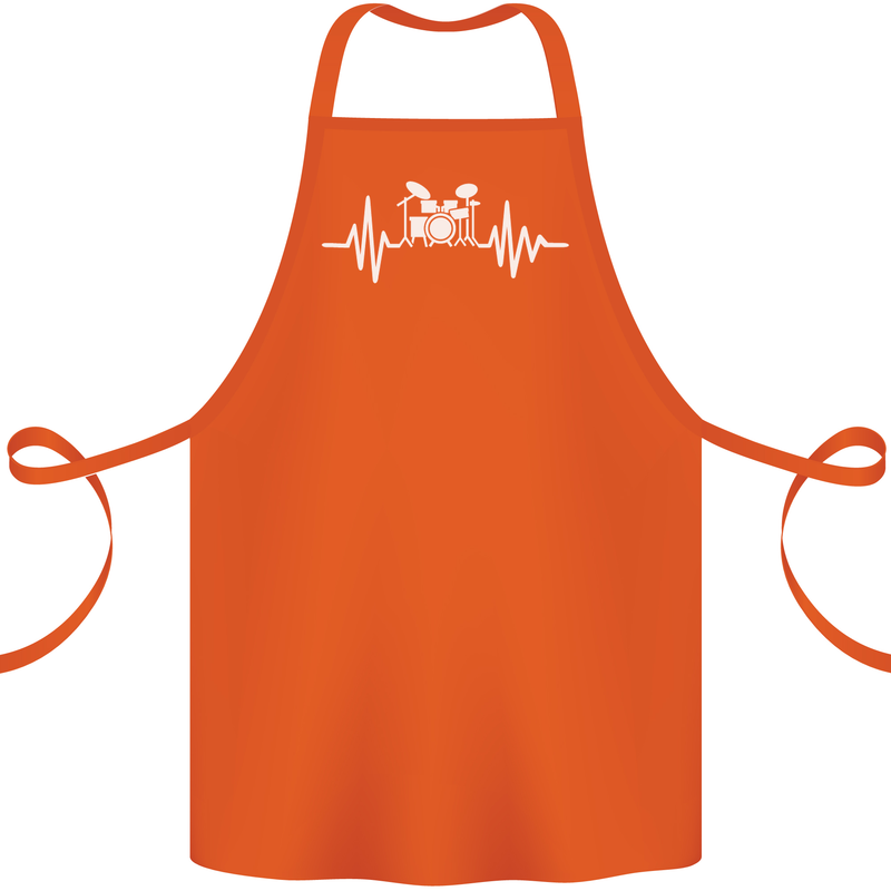 Drum Kit Pulse ECG Drum Drummer Drumming Cotton Apron 100% Organic Orange