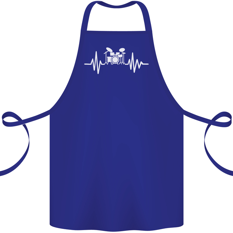Drum Kit Pulse ECG Drum Drummer Drumming Cotton Apron 100% Organic Royal Blue