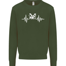 Drum Kit Pulse ECG Drum Drummer Drumming Kids Sweatshirt Jumper Forest Green