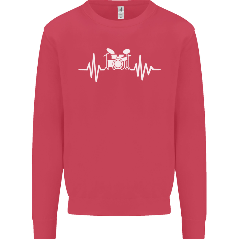 Drum Kit Pulse ECG Drum Drummer Drumming Kids Sweatshirt Jumper Heliconia