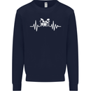 Drum Kit Pulse ECG Drum Drummer Drumming Kids Sweatshirt Jumper Navy Blue