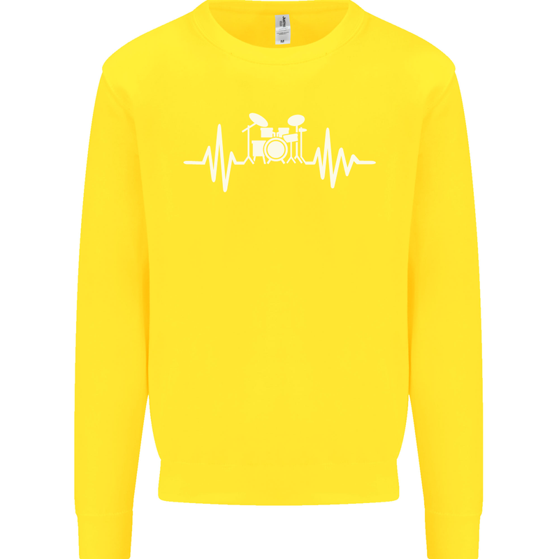 Drum Kit Pulse ECG Drum Drummer Drumming Kids Sweatshirt Jumper Yellow
