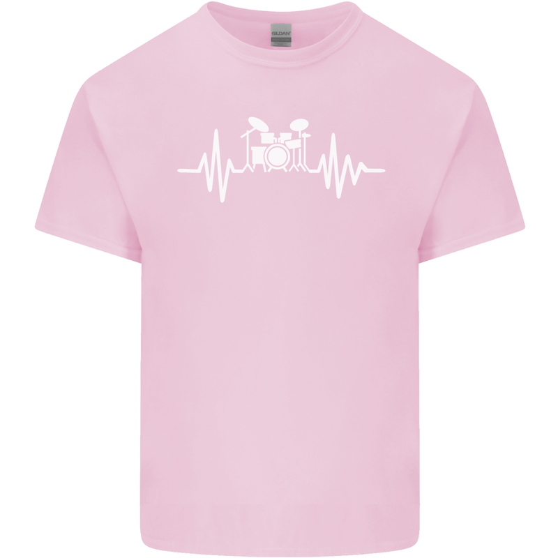 Drum Kit Pulse ECG Drum Drummer Drumming Kids T-Shirt Childrens Light Pink