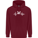 Drum Kit Pulse ECG Drum Drummer Drumming Mens 80% Cotton Hoodie Maroon