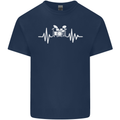 Drum Kit Pulse ECG Drum Drummer Drumming Mens Cotton T-Shirt Tee Top Navy Blue