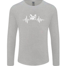 Drum Kit Pulse ECG Drum Drummer Drumming Mens Long Sleeve T-Shirt Sports Grey