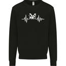 Drum Kit Pulse ECG Drum Drummer Drumming Mens Sweatshirt Jumper Black
