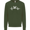 Drum Kit Pulse ECG Drum Drummer Drumming Mens Sweatshirt Jumper Forest Green