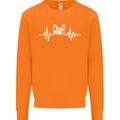 Drum Kit Pulse ECG Drum Drummer Drumming Mens Sweatshirt Jumper Orange
