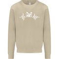 Drum Kit Pulse ECG Drum Drummer Drumming Mens Sweatshirt Jumper Sand