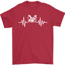 Drum Kit Pulse ECG Drum Drummer Drumming Mens T-Shirt Cotton Gildan Red