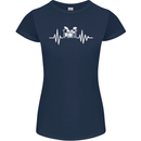 Drum Kit Pulse ECG Drum Drummer Drumming Womens Petite Cut T-Shirt Navy Blue