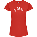 Drum Kit Pulse ECG Drum Drummer Drumming Womens Petite Cut T-Shirt Red