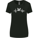 Drum Kit Pulse ECG Drum Drummer Drumming Womens Wider Cut T-Shirt Black