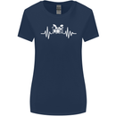 Drum Kit Pulse ECG Drum Drummer Drumming Womens Wider Cut T-Shirt Navy Blue