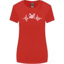 Drum Kit Pulse ECG Drum Drummer Drumming Womens Wider Cut T-Shirt Red