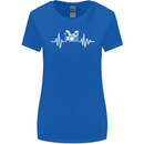 Drum Kit Pulse ECG Drum Drummer Drumming Womens Wider Cut T-Shirt Royal Blue
