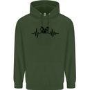 Drum Kit Pulse ECG Drummer Drumming Drum Childrens Kids Hoodie Forest Green