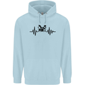 Drum Kit Pulse ECG Drummer Drumming Drum Childrens Kids Hoodie Light Blue