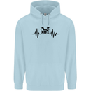 Drum Kit Pulse ECG Drummer Drumming Drum Childrens Kids Hoodie Light Blue