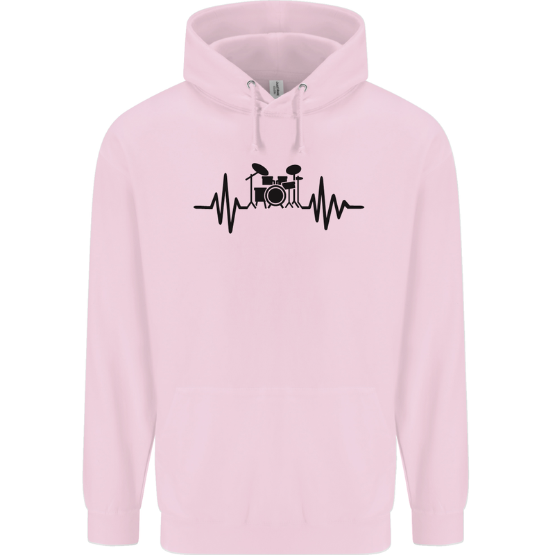 Drum Kit Pulse ECG Drummer Drumming Drum Childrens Kids Hoodie Light Pink