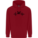 Drum Kit Pulse ECG Drummer Drumming Drum Childrens Kids Hoodie Red