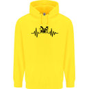Drum Kit Pulse ECG Drummer Drumming Drum Childrens Kids Hoodie Yellow