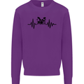 Drum Kit Pulse ECG Drummer Drumming Drum Kids Sweatshirt Jumper Purple