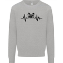 Drum Kit Pulse ECG Drummer Drumming Drum Kids Sweatshirt Jumper Sports Grey