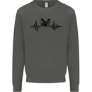 Drum Kit Pulse ECG Drummer Drumming Drum Kids Sweatshirt Jumper Storm Grey