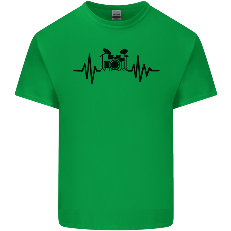 Drum Kit Pulse ECG Drummer Drumming Drum Kids T-Shirt Childrens Irish Green