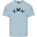 Drum Kit Pulse ECG Drummer Drumming Drum Kids T-Shirt Childrens Light Blue