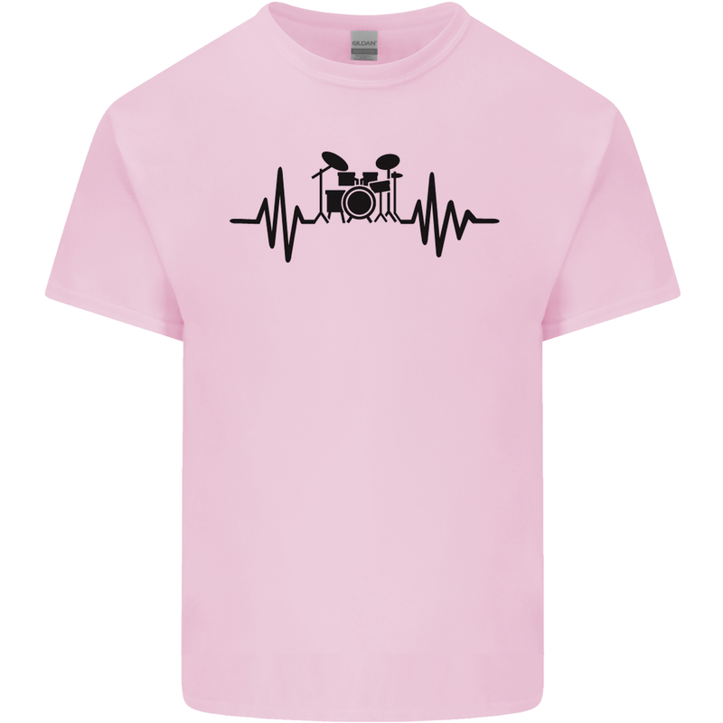 Drum Kit Pulse ECG Drummer Drumming Drum Kids T-Shirt Childrens Light Pink
