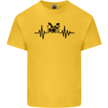 Drum Kit Pulse ECG Drummer Drumming Drum Kids T-Shirt Childrens Yellow