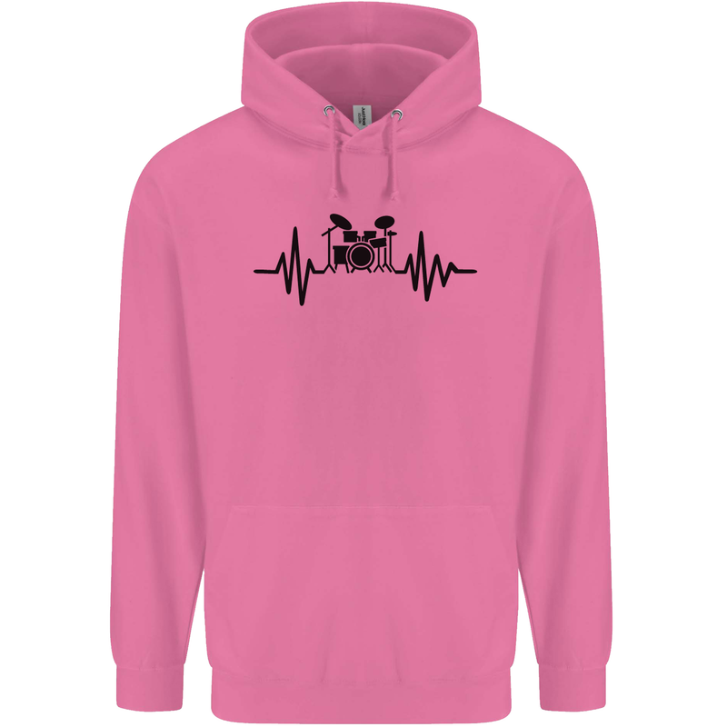 Drum Kit Pulse ECG Drummer Drumming Drum Mens 80% Cotton Hoodie Azelea