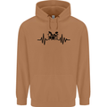 Drum Kit Pulse ECG Drummer Drumming Drum Mens 80% Cotton Hoodie Caramel Latte