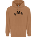 Drum Kit Pulse ECG Drummer Drumming Drum Mens 80% Cotton Hoodie Caramel Latte