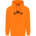 Drum Kit Pulse ECG Drummer Drumming Drum Mens 80% Cotton Hoodie Orange