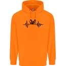 Drum Kit Pulse ECG Drummer Drumming Drum Mens 80% Cotton Hoodie Orange