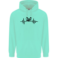 Drum Kit Pulse ECG Drummer Drumming Drum Mens 80% Cotton Hoodie Peppermint