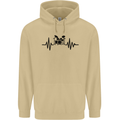 Drum Kit Pulse ECG Drummer Drumming Drum Mens 80% Cotton Hoodie Sand