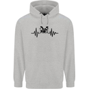Drum Kit Pulse ECG Drummer Drumming Drum Mens 80% Cotton Hoodie Sports Grey