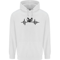 Drum Kit Pulse ECG Drummer Drumming Drum Mens 80% Cotton Hoodie White