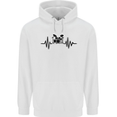 Drum Kit Pulse ECG Drummer Drumming Drum Mens 80% Cotton Hoodie White